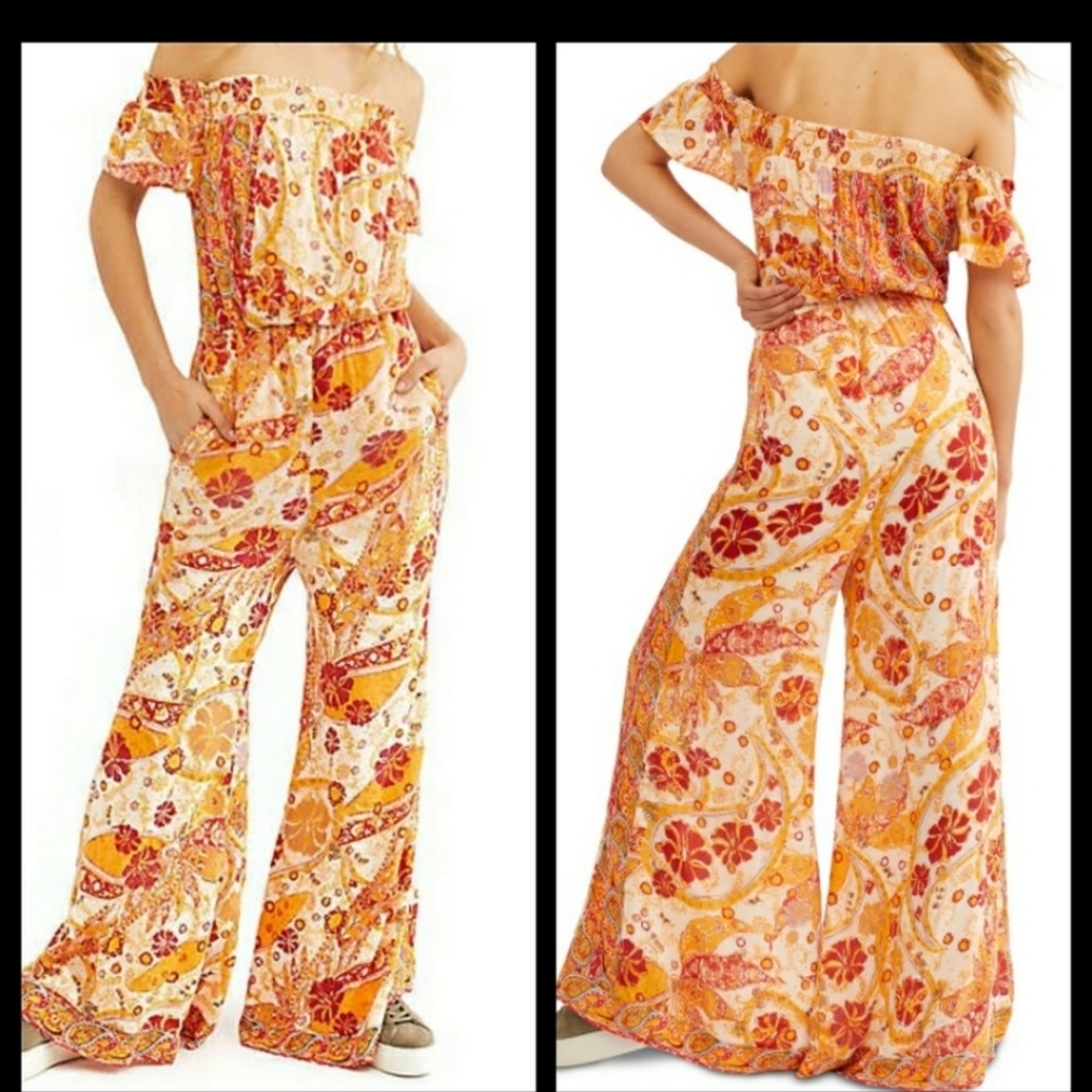 Free People Carmen Wide Leg Jumpsuit Size Small